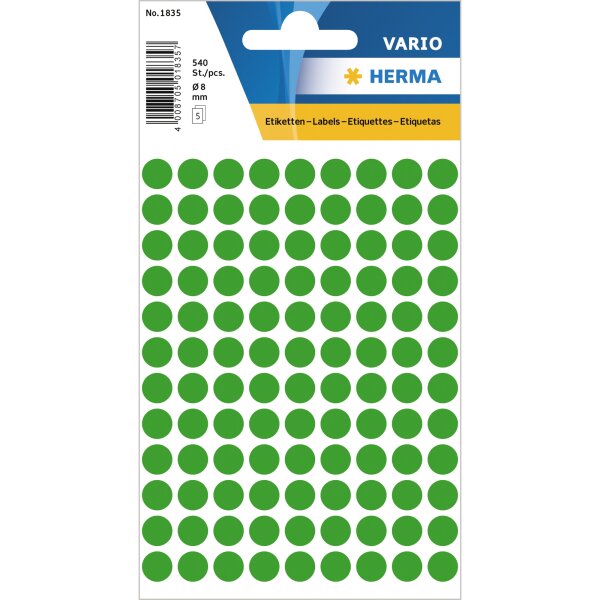 HERMA Markierungspunkt VARIO 8mm Papier dunkelgrün 540 Etik./Pack.