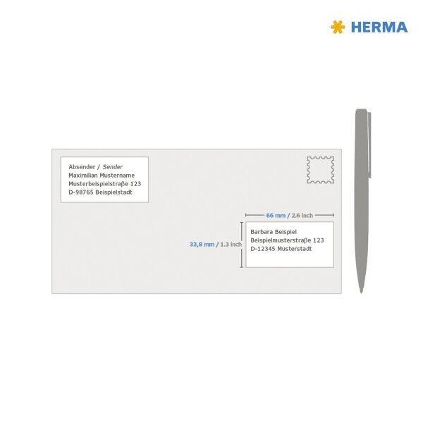 HERMA Folienetikett 66 x 33,8 mm (B x H) transparent 600 Etik./Pack.