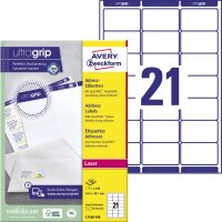 Avery Zweckform Adressetikett ultragrip 63,5 x 38,1 mm (B...