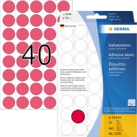 HERMA Markierungspunkt 19mm Papier leuchtrot 960 Etik./Pack.