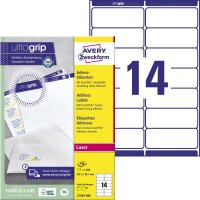 Avery Zweckform Adressetikett ultragrip 99,1 x 38,1 mm (B...