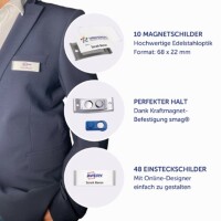 Avery Zweckform Namensschild polar® classic 64 x 22 mm (B x H) inkl. 2 Bogen (24 Namenskarten) Papier A4 weiß Magnet edelstahl 10 St./Pack.