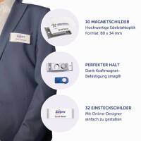 Avery Zweckform Namensschild polar® classic 74 x 34 mm (B x H) inkl. 2 Bogen (32 Namenskarten) Papier A4 weiß Magnet edelstahl 10 St./Pack.