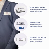 Avery Zweckform Namensschild polar® classic 74 x 34 mm (B x H) inkl. 5 Bogen (80 Namenskarten) Papier A4 weiß Magnet edelstahl 20 St./Pack.