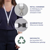 Avery Zweckform Textilband Namensschild-, Ausweishalter mit Clip-Ausstanzung 1,5 x 44 cm (B x L) Sicherheitsverschluss Karabinerhaken weiß 10 St./Pack.