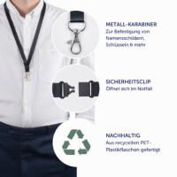 Avery Zweckform Textilband Namensschild-, Ausweishalter mit Clip-Ausstanzung 1,5 x 44 cm (B x L) Sicherheitsverschluss Karabinerhaken schwarz 10 St./Pack.
