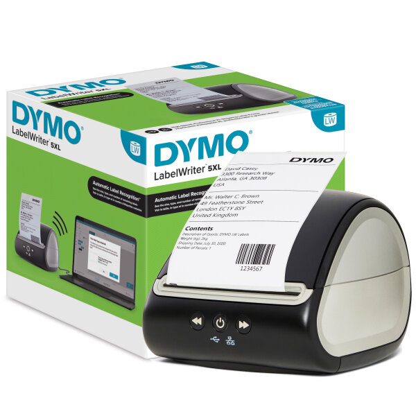 DYMO® Etikettendrucker LabelWriter™ 5XL 53 Etik./Min. USB-A, LAN inkl. 20 Starter-Etiketten (104 x 159 mm), Netzkabel, Netzteil, USB-Kabel, Kurzanleitung