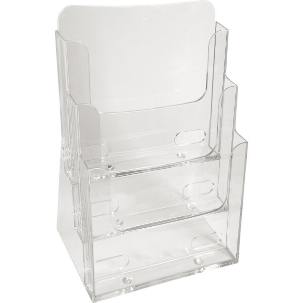 Exacompta Prospekthalter Office Exacryl 23,7 x 33,9 x 15,5 cm (B x H x T) DIN A4 Polystyrol kristall 3 Fächer