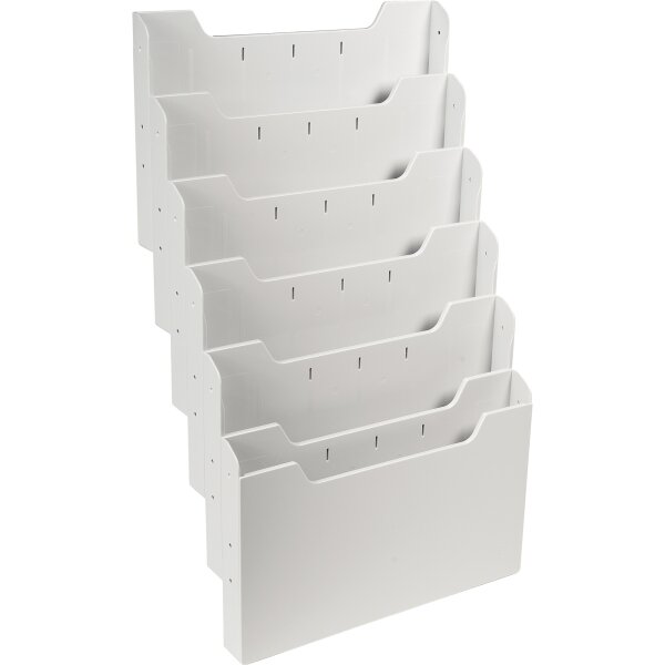 Exacompta Prospekthalter Office 32,7 x 52,3 x 11,3 cm (B x H x T) DIN A4 quer Polystyrol lichtgrau 6 Fächer