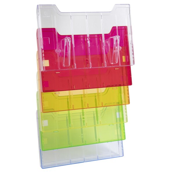 Exacompta Prospekthalter Linicolor® 32,7 x 52,3 x 11,3 cm (B x H x T) DIN A4 quer Polystyrol transluzent/mehrfarbig 6 Fächer