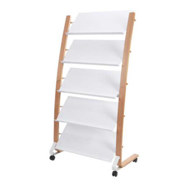 ALBA Prospektständer Design 86 x 165 x 52 cm (B x H x T) weiß 5 Fächer