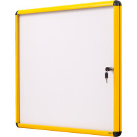 Bi-office Schaukasten Enclore Ultrabrite Innenbereich 72 x 98 x 3,5 cm (B x H x T) 9 x DIN A4 mit Schloss Aluminium gelb