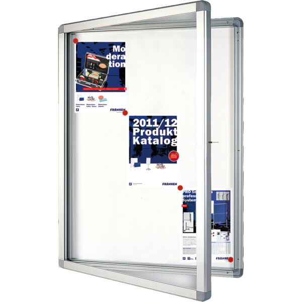FRANKEN Schaukasten ECO Außenbereich 98 x 101,1 x 4,5 cm (B x H x T) 12 x DIN A4 mit Schloss Aluminium silber