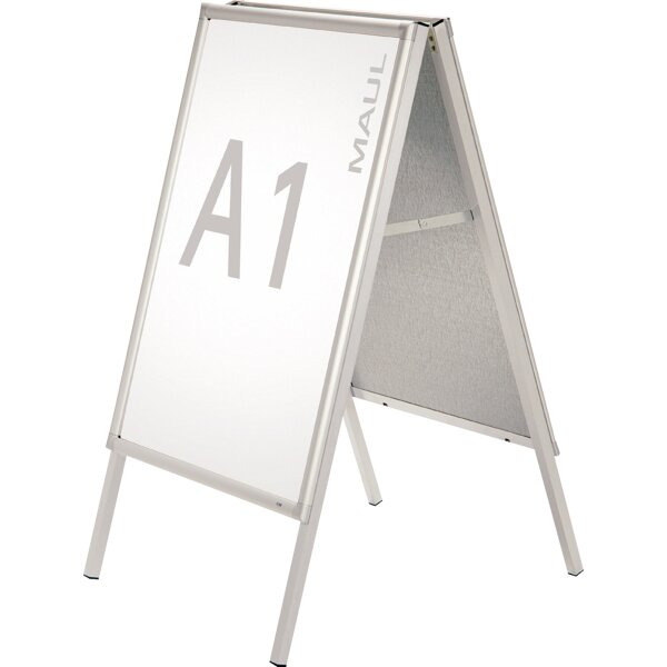 MAUL Kundenstopper MAULpublic 62,5 x 111,5 x 75,6 cm (B x H x T) DIN A1 Aluminium, eloxiert silber