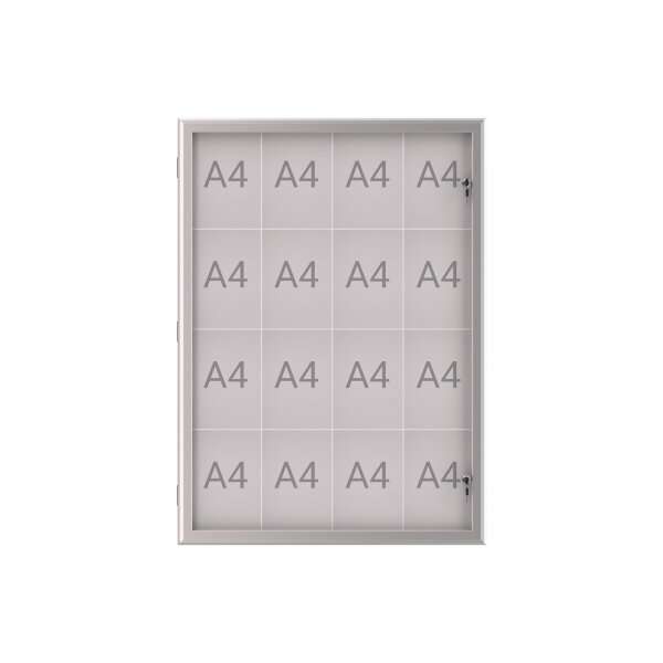 MAUL Schaukasten MAULexcite Innenbereich, regengeschützter Außenbereich 95,6 x 130,4 x 2,8 cm (B x H x T) 16 x DIN A4 mit Schloss Aluminium silber