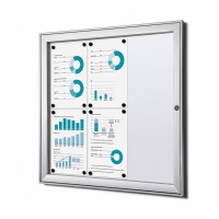 Showdown® Displays Schaukasten Innenbereich, regengeschützter Außenbereich 74,1 x 69,6 x 2,3 cm (B x H x T) 6 x DIN A4 mit Schloss Aluminium silber