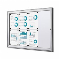 Showdown® Displays Schaukasten Innenbereich, regengeschützter Außenbereich 96,1 x 69,6 x 2,3 cm (B x H x T) 8 x DIN A4 mit Schloss Aluminium silber