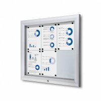 Showdown® Displays Schaukasten Outdoor Außenbereich 80,5 x 76 x 4,7 cm (B x H x T) 6 x DIN A4 mit Schloss Aluminium silber