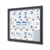Showdown® Displays Schaukasten Outdoor Außenbereich 124,3 x 106,5 x 4,7 cm (B x H x T) 15 x DIN A4 mit Schloss Aluminium anthrazit
