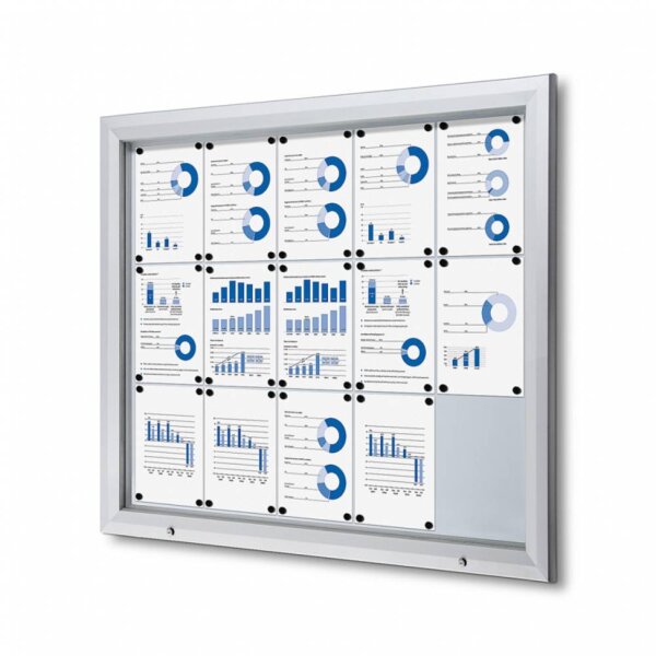 Showdown® Displays Schaukasten Outdoor Außenbereich 124,3 x 106,5 x 4,7 cm (B x H x T) 15 x DIN A4 mit Schloss Aluminium silber