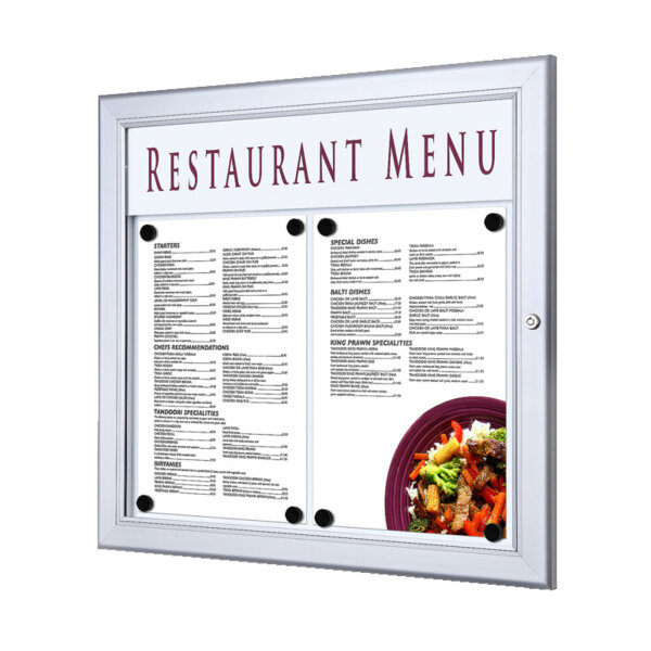Showdown® Displays Schaukasten Outdoor Außenbereich 50,5 x 47,7 x 3,7 cm (B x H x T) 2 x DIN A4 quer mit Schloss Aluminium silber
