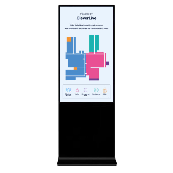 Clevertouch Professionelles Display CL Totem 55" G 1.920 x 1.080 Pixel Dauerbetrieb möglich 2 x USB-A 2.0, 1 x HDMI, 1 x RJ45, 1 x microSD-Kartensteckplatz (max. 128 Gbyte), 1 x Kopfhöreranschluss updatefähig Netzbetrieb