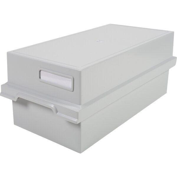 Exacompta Karteikasten Office 13,9 x 17,1 x 35,5 cm (B x H x T) DIN A6 quer 1.200 Karten Polystyrol lichtgrau