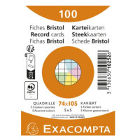 Exacompta Karteikarte DIN A7 kariert je 20 x blau, gelb,...
