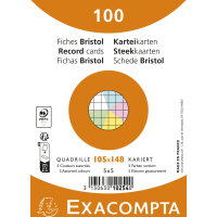 Exacompta Karteikarte DIN A6 kariert je 20 x blau, gelb,...
