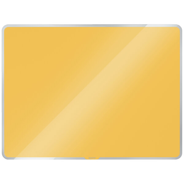 Leitz Glasboard Cosy 60 x 40 x 0,4 cm (B x H x T) Tafel magnethaftend inkl. Marker mit Wischer, Mikrofaser-Reinigungstuch Sicherheitsglas gelb