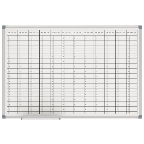 MAUL Jahresplaner MAULstandard 90 x 60 cm (B x H) 12 Monate Aluminium grau