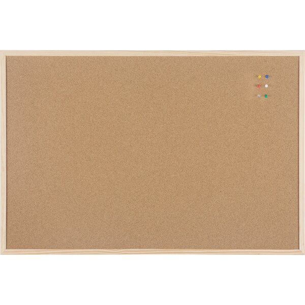 Bi-office Pinnwand Basic Maße der Oberfläche: 90 x 60 cm (B x H) Kork Material des Rahmens: Kiefernholz braun
