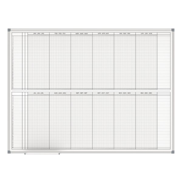MAUL Jahresplaner MAULstandard 120 x 90 cm (B x H) 12 Monate 70 Mitarbeiter/Projekte Aluminium grau