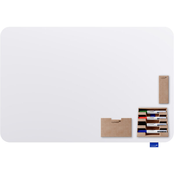 Legamaster Whiteboard ESSENCE Maße der Oberfläche: 90 x 60 cm (B x H) Tafel magnethaftend nicht beidseitig beschreibbar inkl. 4 x Whiteboardmarker TZ1 (schwarz, blau, rot, grün), je 1 x Markerhalter, Tafellöscher, Zubehörhalter, 3 x Magnete Keramikstahl