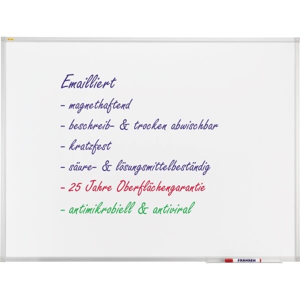 FRANKEN Whiteboard X-tra!Line Maße der Oberfläche: 180 x 120 cm (B x H) Tafel magnethaftend nicht beidseitig beschreibbar emailliert weiß