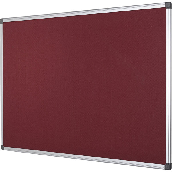 Bi-office Pinnwand 90 x 60 cm (B x H) Maße der Oberfläche: 86 x 56 cm (B x H) Filz Material des Rahmens: Aluminium burgunderrot