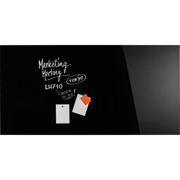 magnetoplan® Glasboard Design 200 x 100 x 0,5 cm (B x H x T) Tafel magnethaftend ESG-Sicherheitsglas tiefschwarz