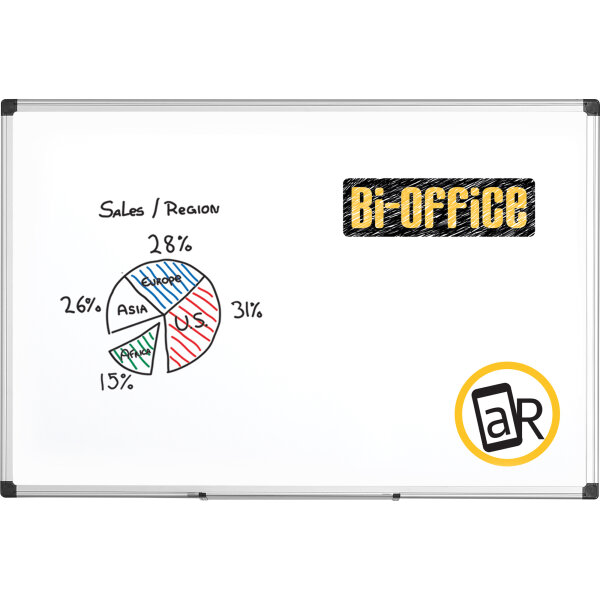 Bi-office Whiteboard Maya Maße der Oberfläche: 150 x 100 cm (B x H) Tafel magnethaftend nicht beidseitig beschreibbar Stahl lackiert weiß