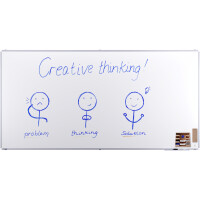 Legamaster Whiteboard PREMIUM PLUS Maße der Oberfläche: 240 x 120 cm (B x H) Tafel magnethaftend nicht beidseitig beschreibbar inkl. 2 x Whiteboardmarker TZ1 (schwarz, blau), je 1 x Markerhalter, Tafellöscher, Magnet Stahl emailliert weiß