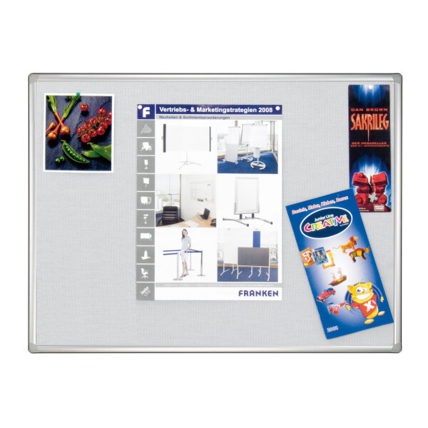 FRANKEN Pinnwand PRO 180 x 120 cm (B x H) Gleiterset Filz Material des Rahmens: Aluminium/Kunststoff grau