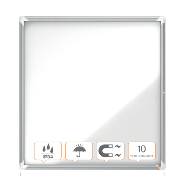 Nobo® Schaukasten Außenbereich 92,3 x 96,9 x 4,3 cm (B x H x T) 12 x DIN A4 mit Schloss Aluminium silber