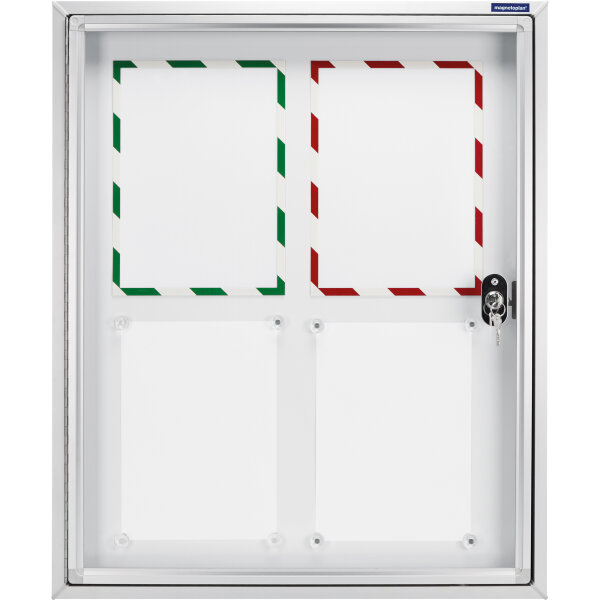 magnetoplan® Schaukasten CC Außenbereich 90 x 112,5 x 6,5 cm (B x H x T) 9 x DIN A4 mit Schloss Aluminium