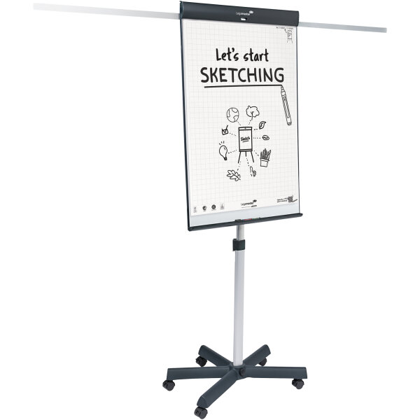 Legamaster Mobiles Flipchart SKETCH PRO star base mit Ablageschale Sternfuß mit 5 Rollen Stahl anthrazit