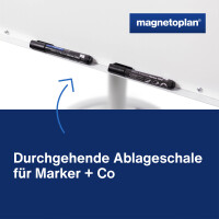 magnetoplan® Mobiles Flipchart de Luxe mit Ablageschale Rundfuß mit 5 Rollen Metall lichtgrau