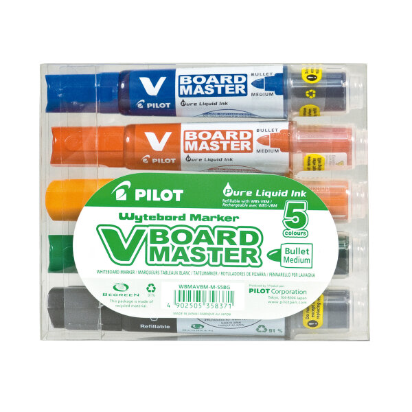 PILOT Whiteboardmarker V-Board Master 2,3mm farbig sortiert 5 St./Pack.
