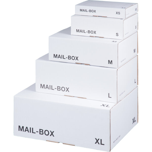 smartboxpro Versandkarton MAIL-BOX XS Innenmaße: 24,4 x 3,8 x 14,5 cm (B x H x T) Karton weiß 20 St./Pack.