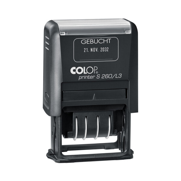 COLOP® Datumstempel S260 45 x 24 mm (B x H) GEBUCHT 3 Druckzeilen blau/rot