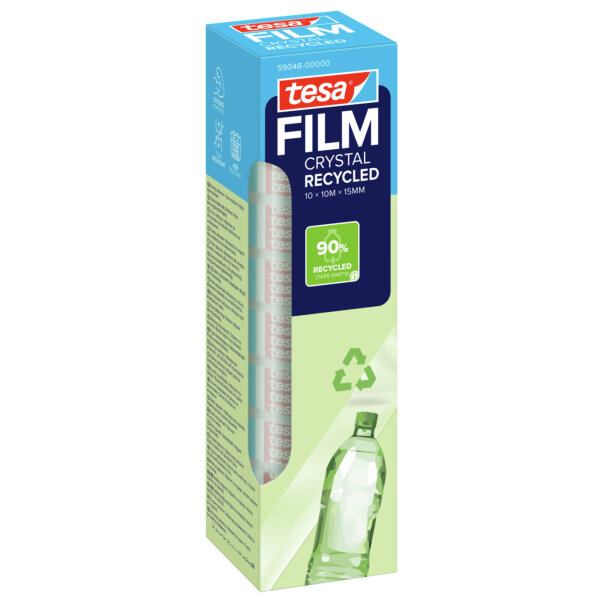 tesa® Klebefilm tesafilm® CRYSTAL RECYCLED 15 mm x 10 m (B x L) einseitig klebend ohne Lösungsmittel Acrylat transparent 10 St./Pack.