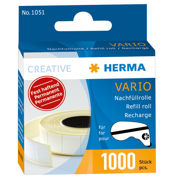 HERMA Nachfüllrolle Klebestückspender VARIO Klebespender Vario 13 x 12 mm (B x L) weiß 1.000 St./Rl.