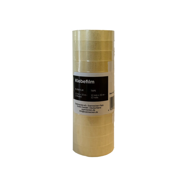 Klebefilm 12 mm x 33 m (B x L) einseitig klebend ohne Lösungsmittel Acrylat transparent 12 St./Pack.